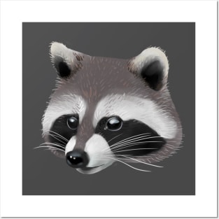 Raccoon face fluffy Posters and Art